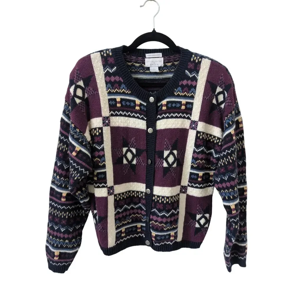 Vintage Christopher & Banks Hand Embroidered Cardigan Ramie Cotton M